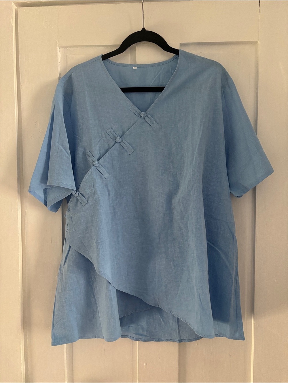 Women's Light Blue Wrap Tunic with Knot Details